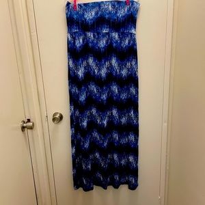 Cynthia Rowley 1X Strapless Summer Dress in Blue, Black, and White Zig-Zag